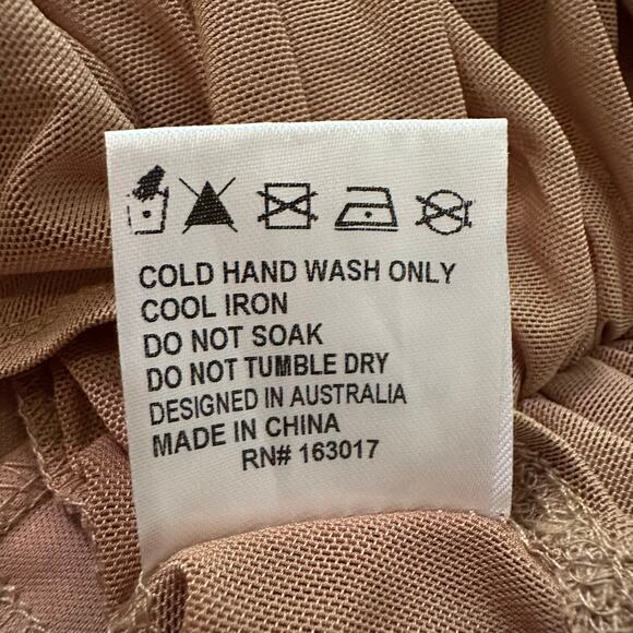 Princess Polly Delaney tan ruched mesh off-the-shoulder long sleeve bodysuit 2 - Picture 6 of 8